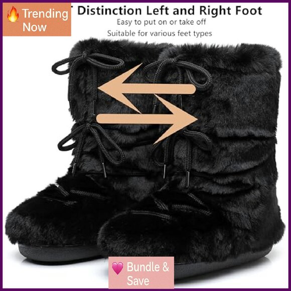 Women's Faux Fur Snow Boots, Non-Slip Winter Boots, Mid-Calf Boots - Picture 7 of 8